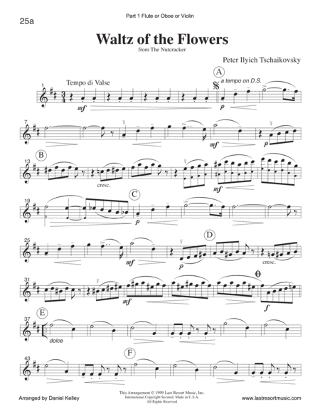 Waltz of the Flowers from the Nutcracker for String Quartet (or Mixed Quartet or Piano Quintet)