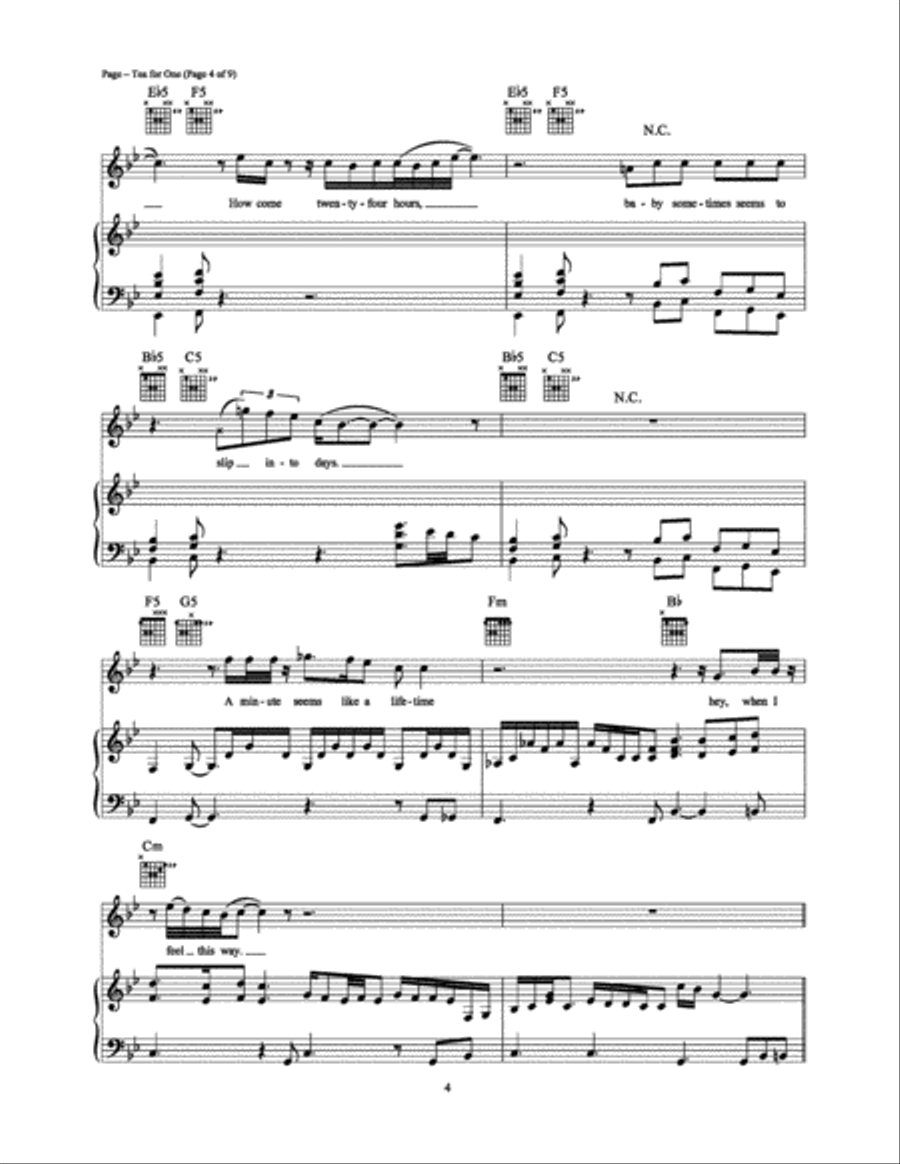 Tea For One Piano, Vocal, Guitar scores gallery preview page 4