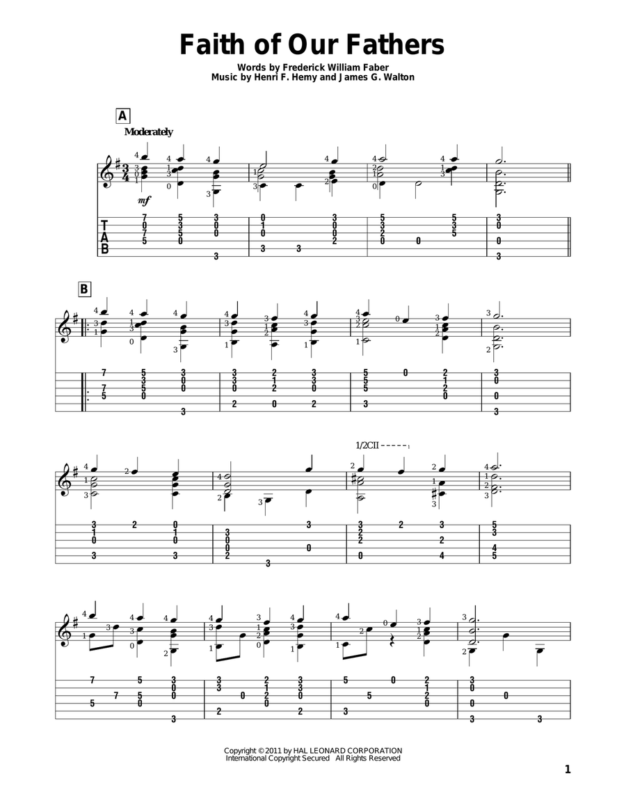 Faith Of Our Fathers Faith Of Our Fathers Guitar Solo scores gallery preview page 1