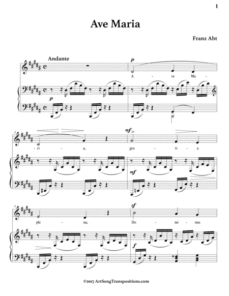 ABT: Ave Maria (transposed to B major)