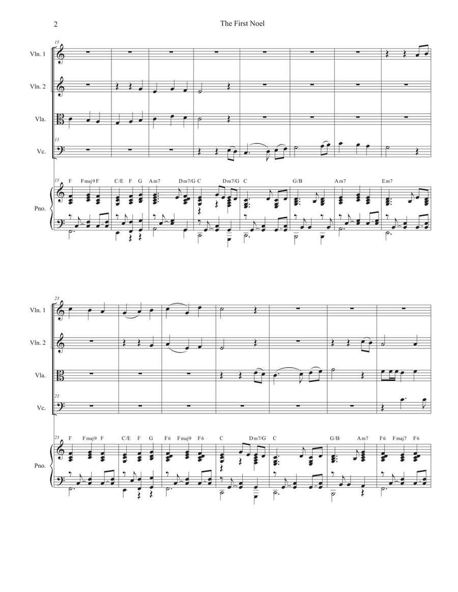 The First Noel (String Quartet and Piano) String Quartet scores gallery preview page 2