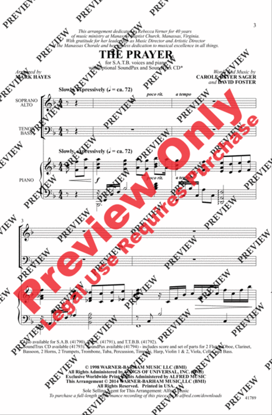 The Prayer 4-Part scores gallery preview page 3