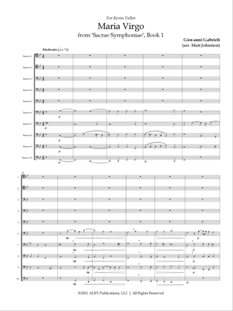 Maria Virgo from 'Sacrae Symphoniae', Book 1 for 10 Bassoons School and Community scores gallery preview page 2
