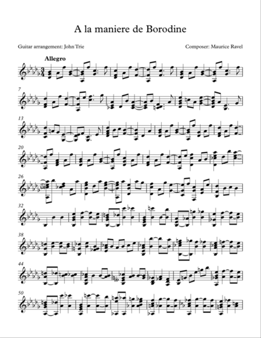 A la maniere de Borodine Acoustic Guitar scores gallery preview page 1
