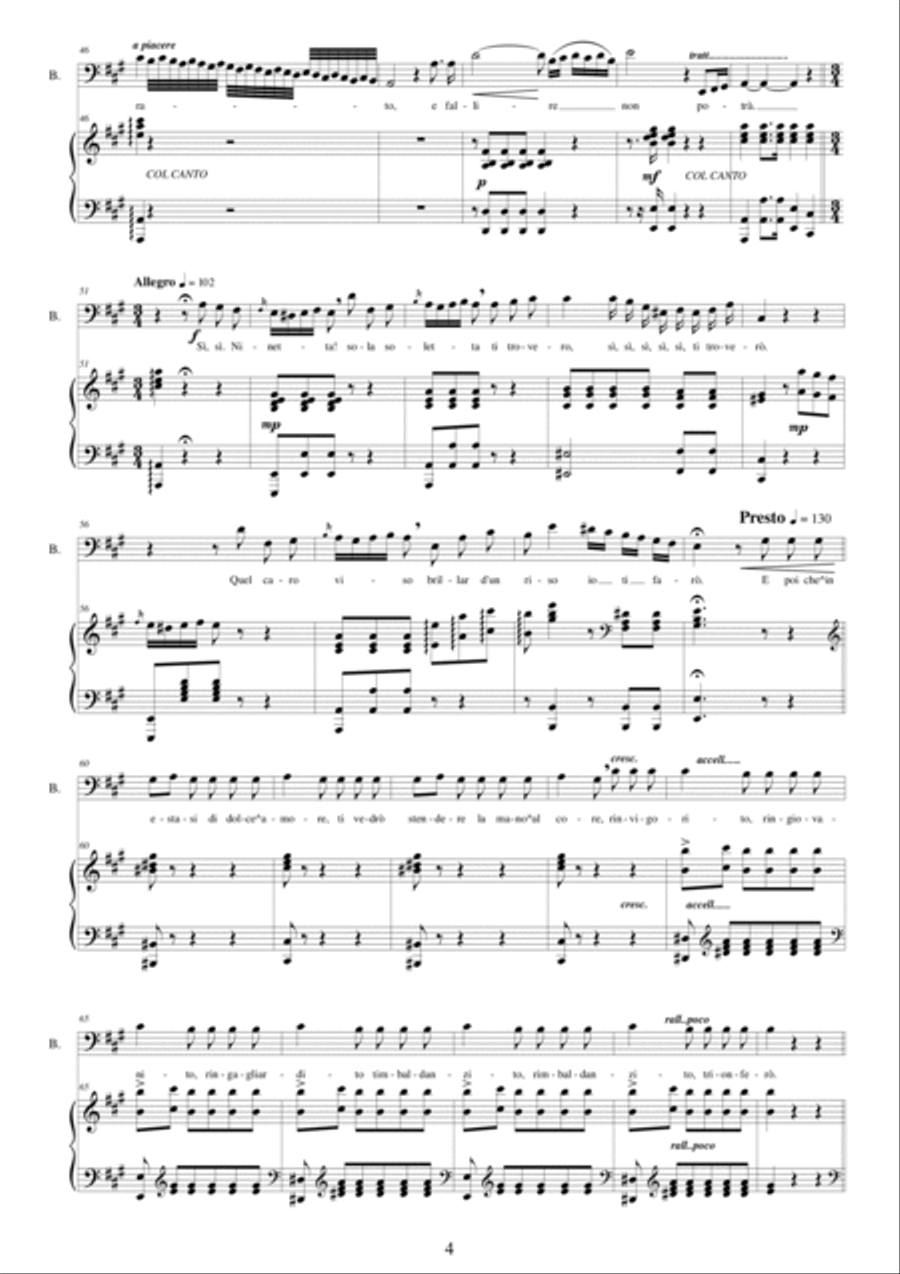 Rossini-La gazza ladra (Act 1s7) Il mio piano è preparato - Bass voice and piano Bass Voice scores gallery preview page 4