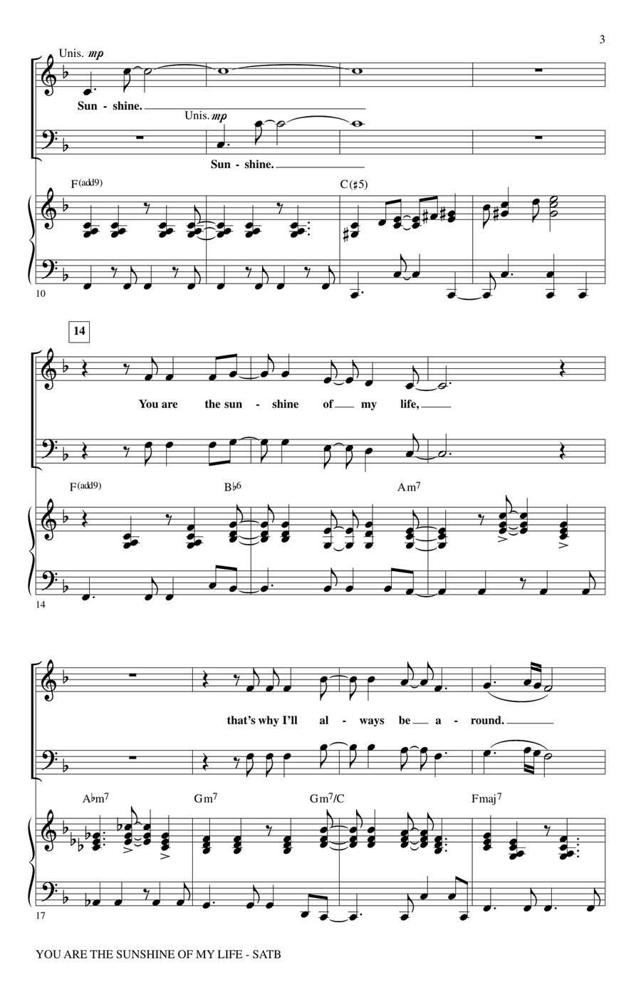 You Are The Sunshine Of My Life (arr. Mac Huff) 4-Part scores gallery preview page 2