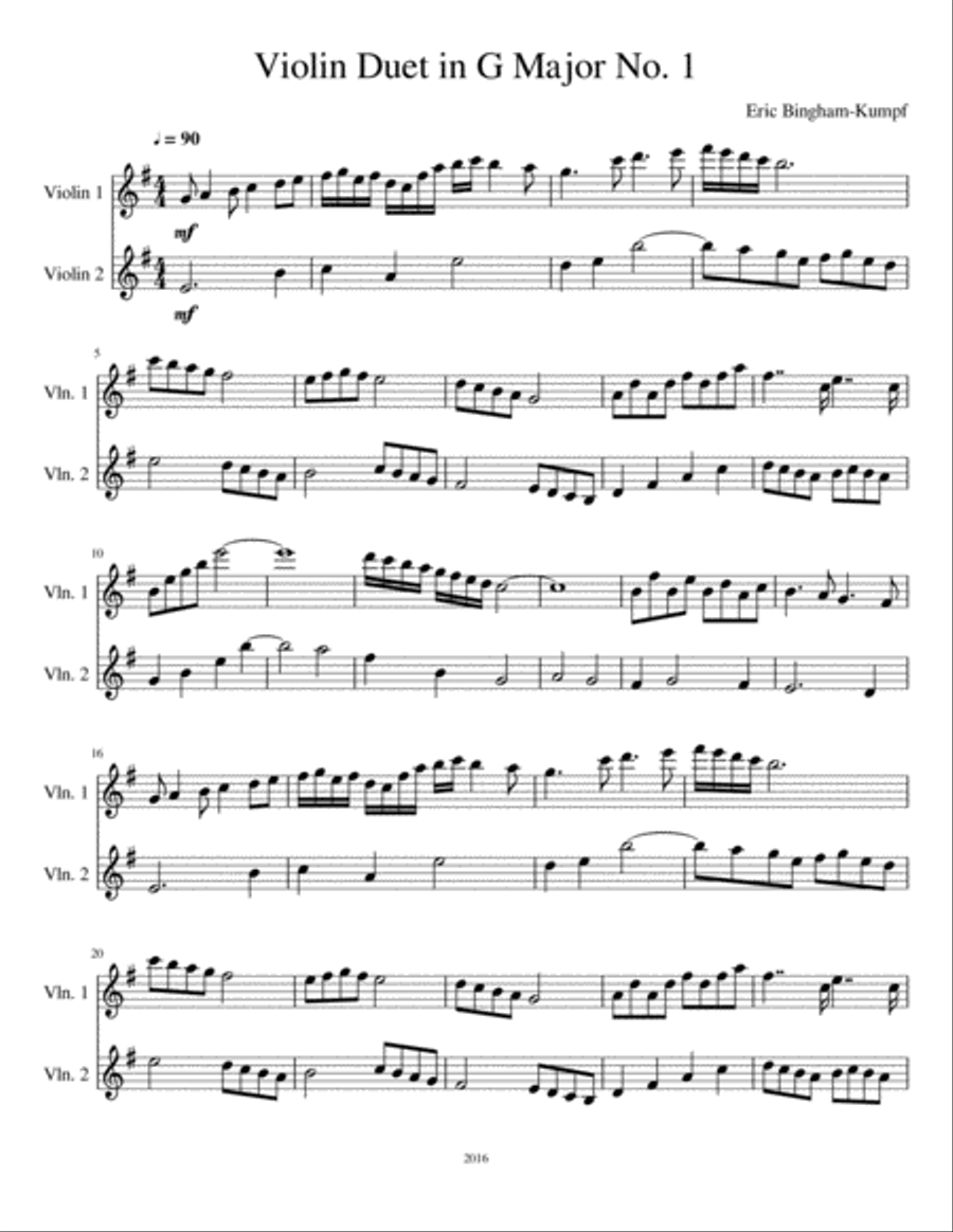 Violin Duet in G Major No. 1