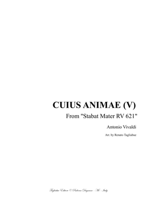 Book cover for CUIUS ANIMAE (V) - (From Stabat Mater- RV 621) - For Alto,and Organ 3 staff