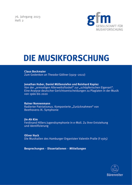 Die Musikforschung, Heft 2/2023