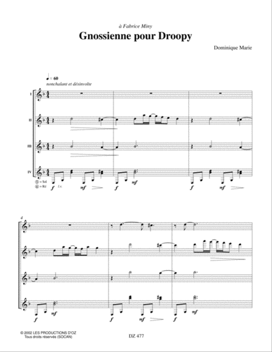 Gnossienne pour Droopy Guitar Ensemble scores gallery preview page 3