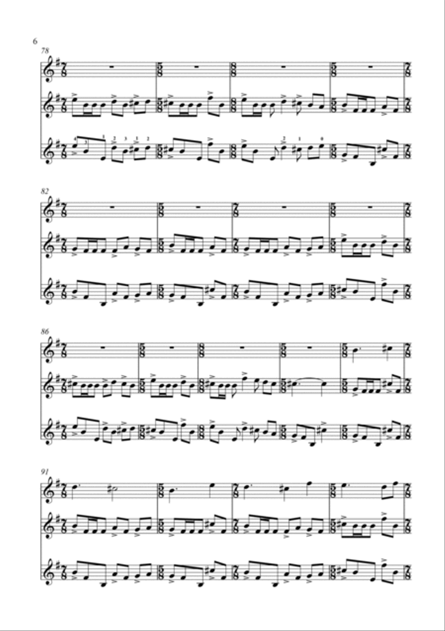 Trio Flute-Violin-Guitar Small Ensemble scores gallery preview page 6