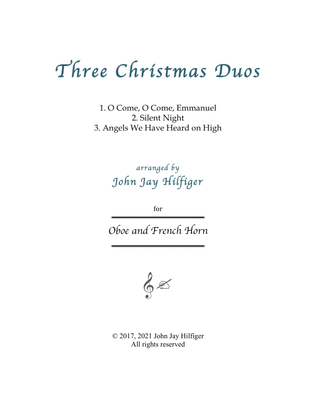 Book cover for Three Christmas Duos for Oboe and French Horn