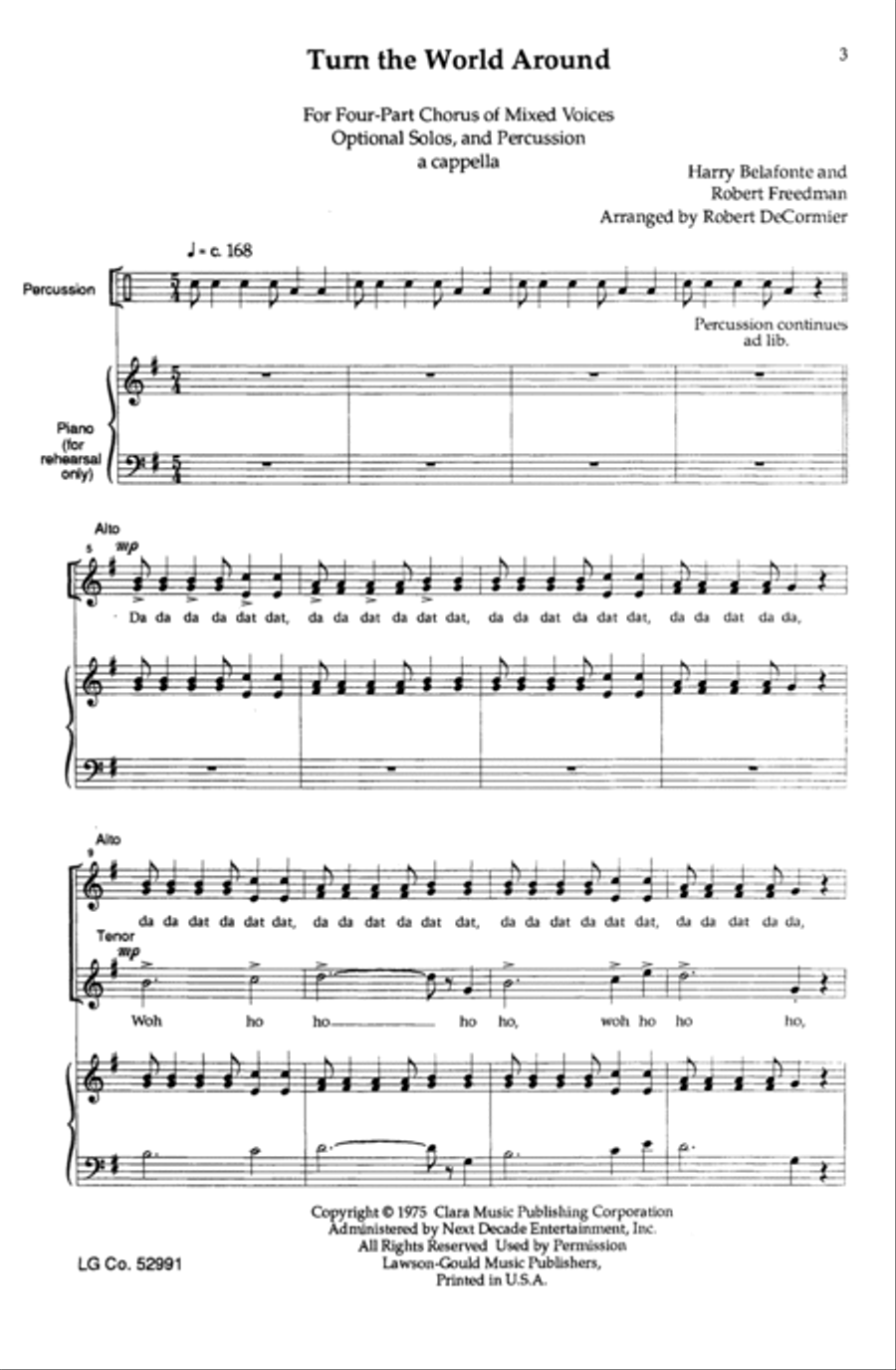 Turn the World Around Turn the World Around 4-Part scores gallery preview page 19