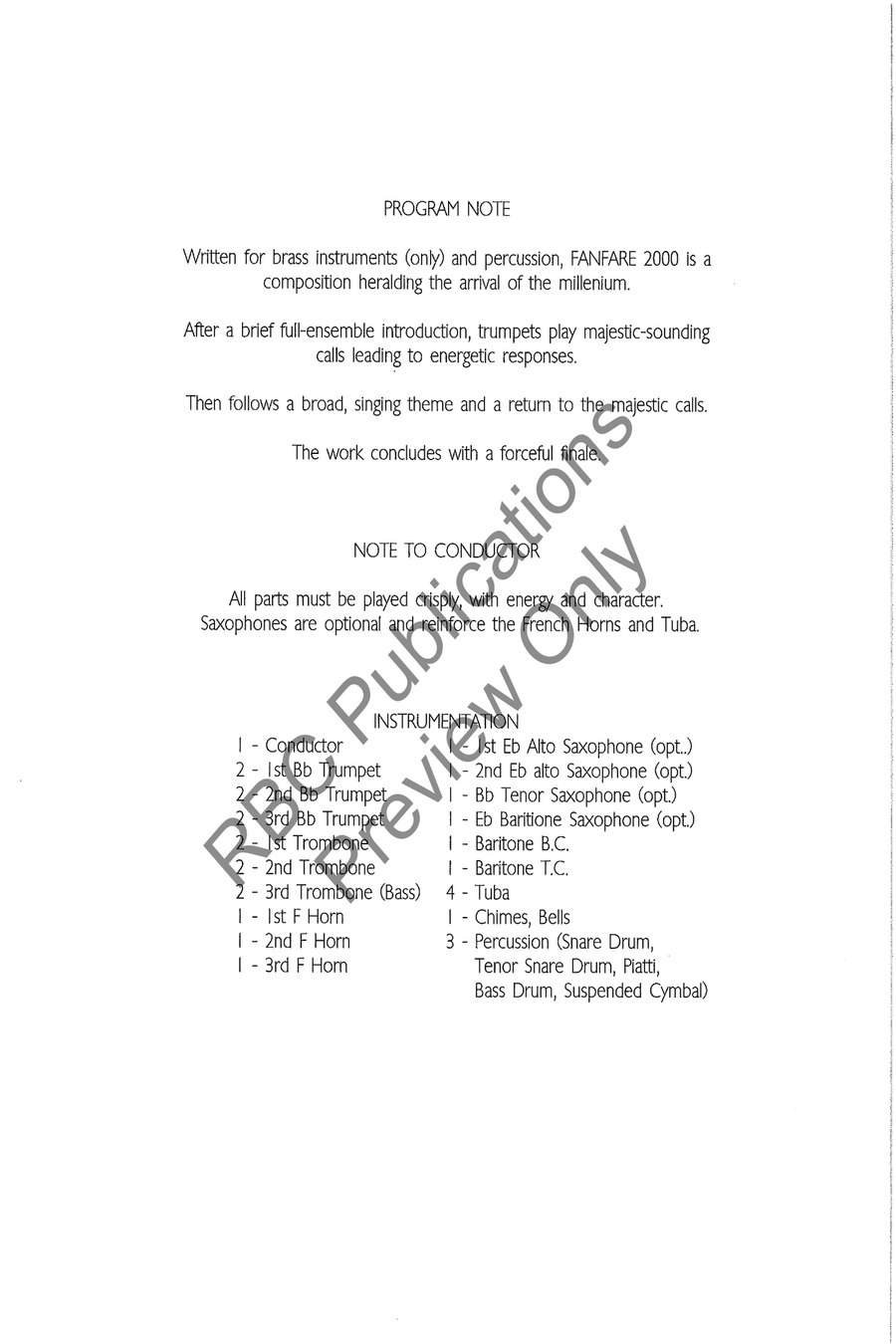 Fanfare 2000 Brass Choir Set of Parts scores gallery preview page 4