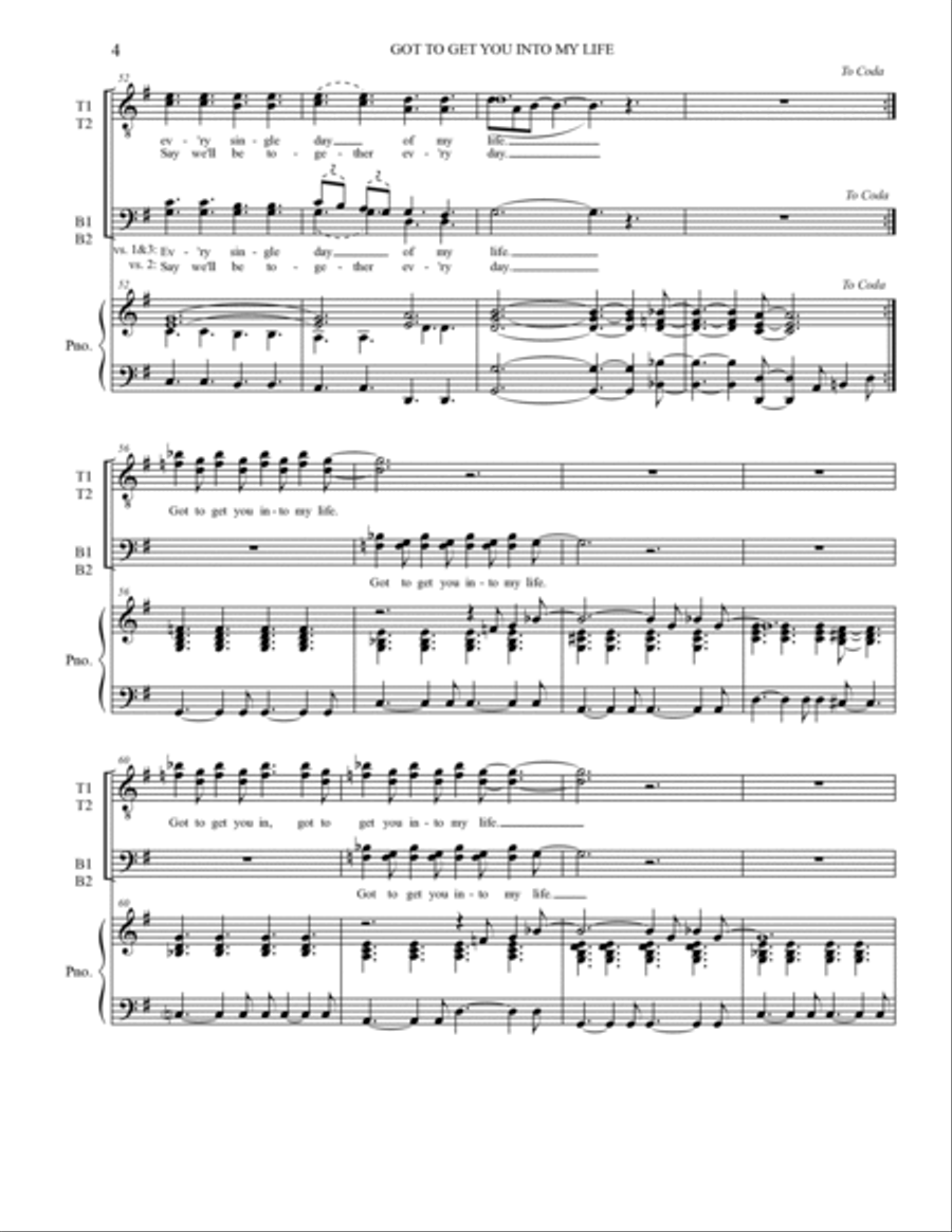 Got To Get You Into My Life TTBB scores gallery preview page 4