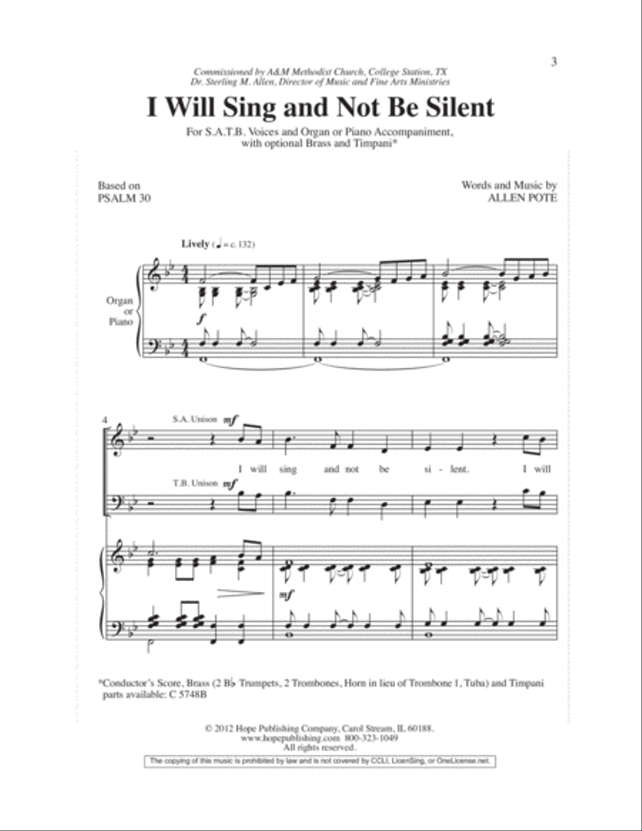 I Will Sing and Not Be Silent Choir scores gallery preview page 2