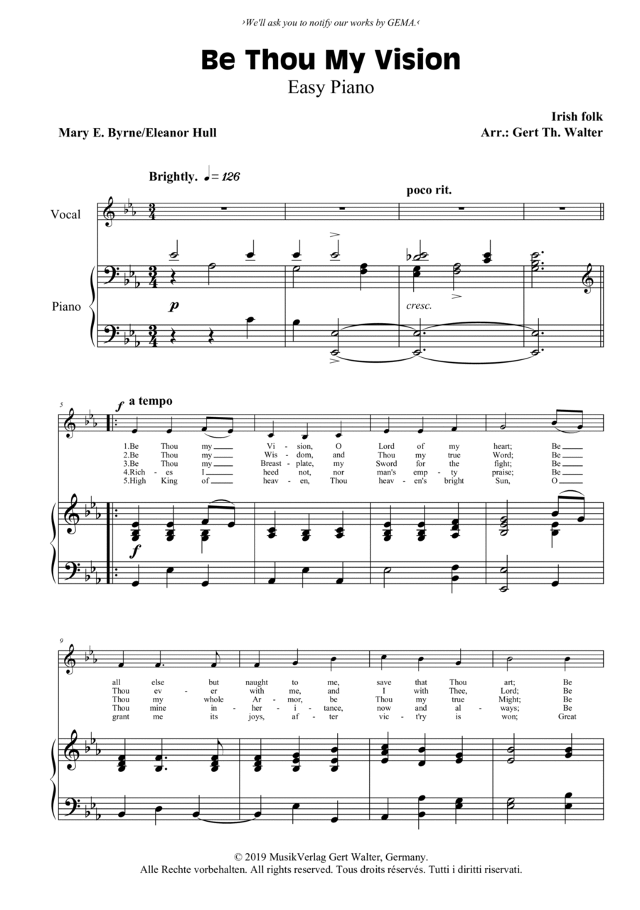 Be Thou My Vision Be Thou My Vision Easy Piano scores gallery preview page 1