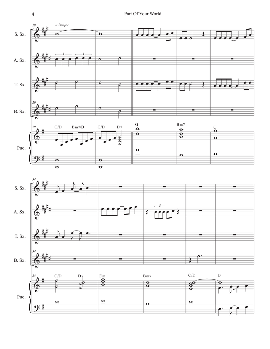 Part Of Your World Saxophone Quartet scores gallery preview page 4