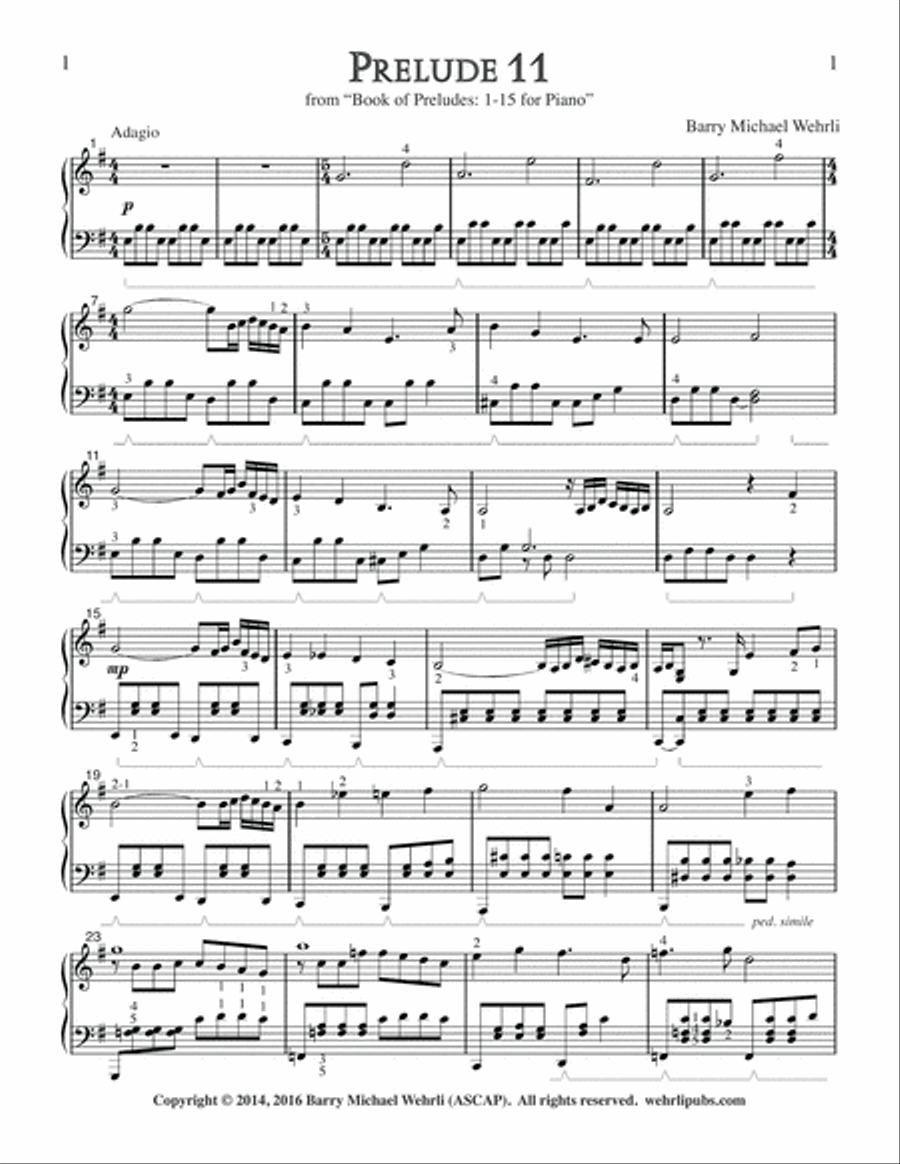 Prelude 11 from "Book of Preludes: 1-15 for Piano" image number null