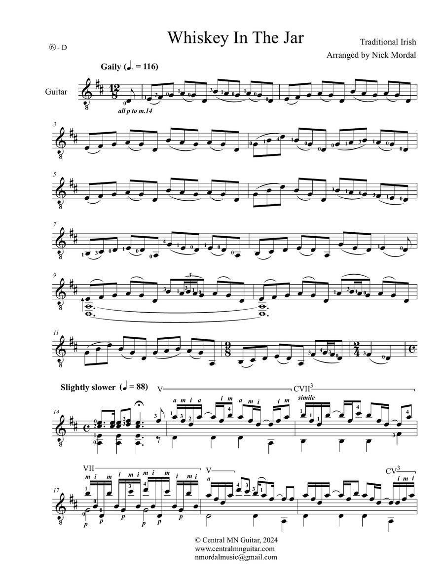 Whiskey in the Jar Acoustic Guitar scores gallery preview page 1