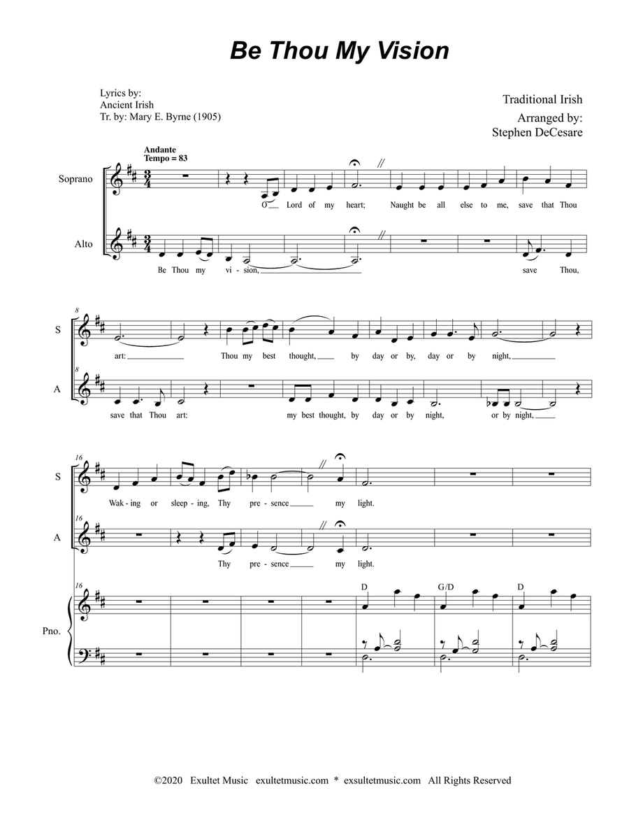 Book cover for Be Thou My Vision (Duet for Soprano and Alto solo)
