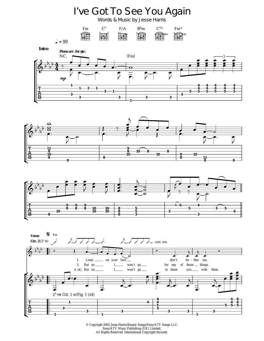 I've Got To See You Again Acoustic Guitar scores gallery preview page 1