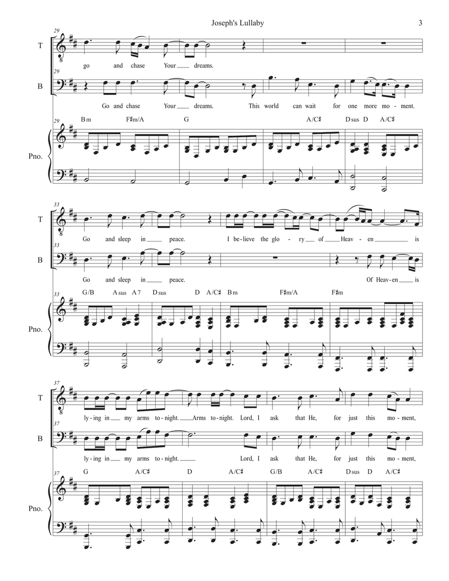 Joseph's Lullaby Tenor Voice scores gallery preview page 3