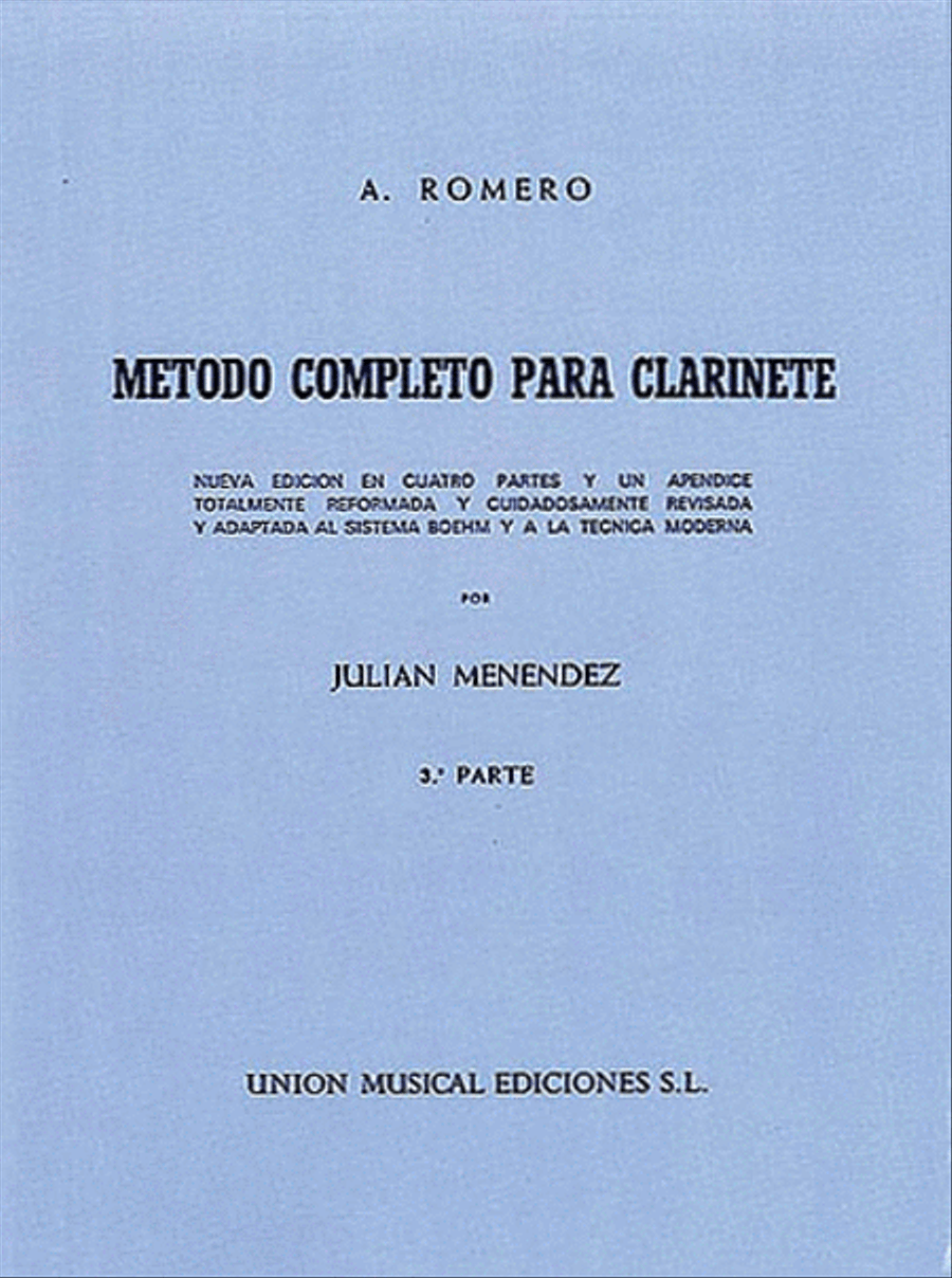 Romero Metodo Completo Para Clarinete (menendez) Part 3 A Clarinet scores gallery preview page 1