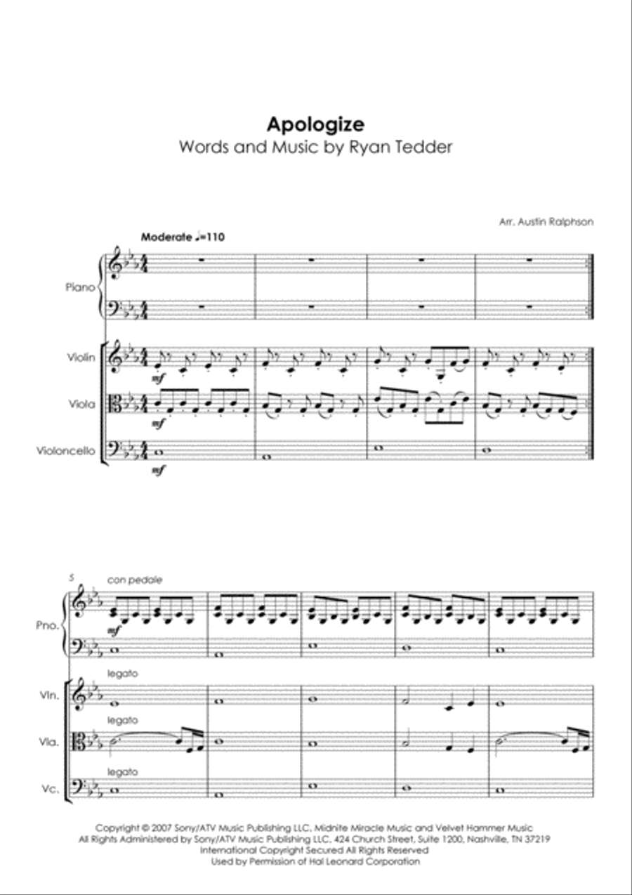 Apologize Cello scores gallery preview page 2