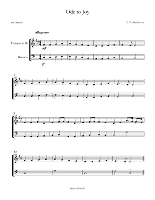 ode to joy for trumpet and bassoon sheet music in c for beginners