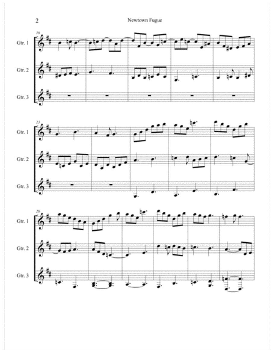 Newtown Fugue (Guitar Trio) Guitar Ensemble scores gallery preview page 4