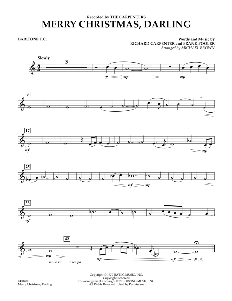 Merry Christmas, Darling - Baritone T.C. Concert Band scores gallery preview page 1