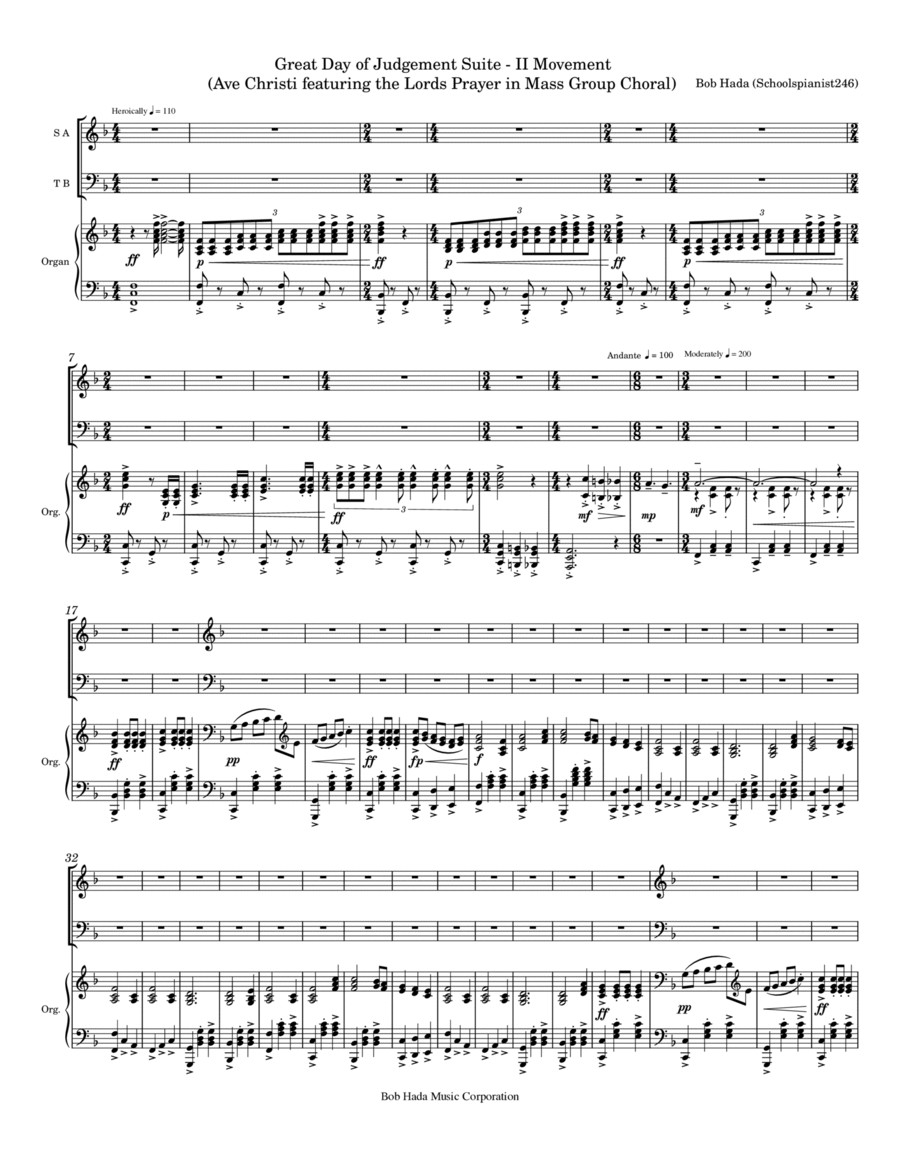 Great Day of Judgment Suite - II Movement (Ave Christi) 4-Part scores gallery preview page 1