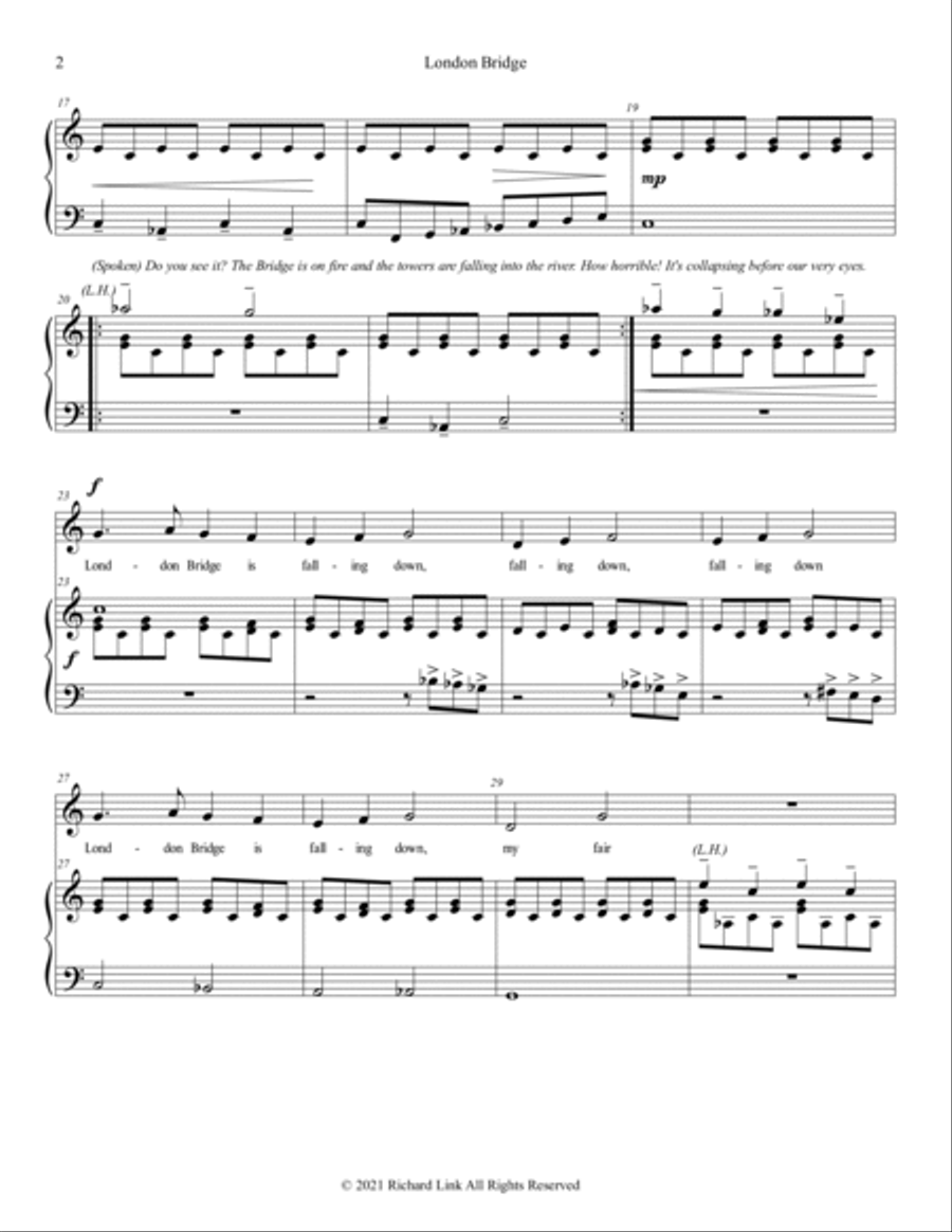London Bridge ( a 'scary' arrangement for young singers) Voice scores gallery preview page 2