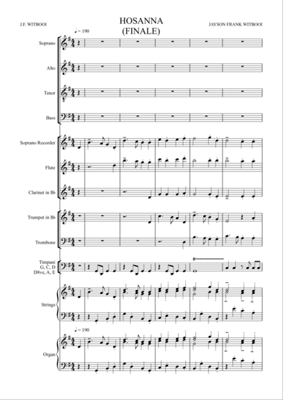 Cantata 2 mov VI Hosanna (Grand Finale) Choir scores gallery preview page 1