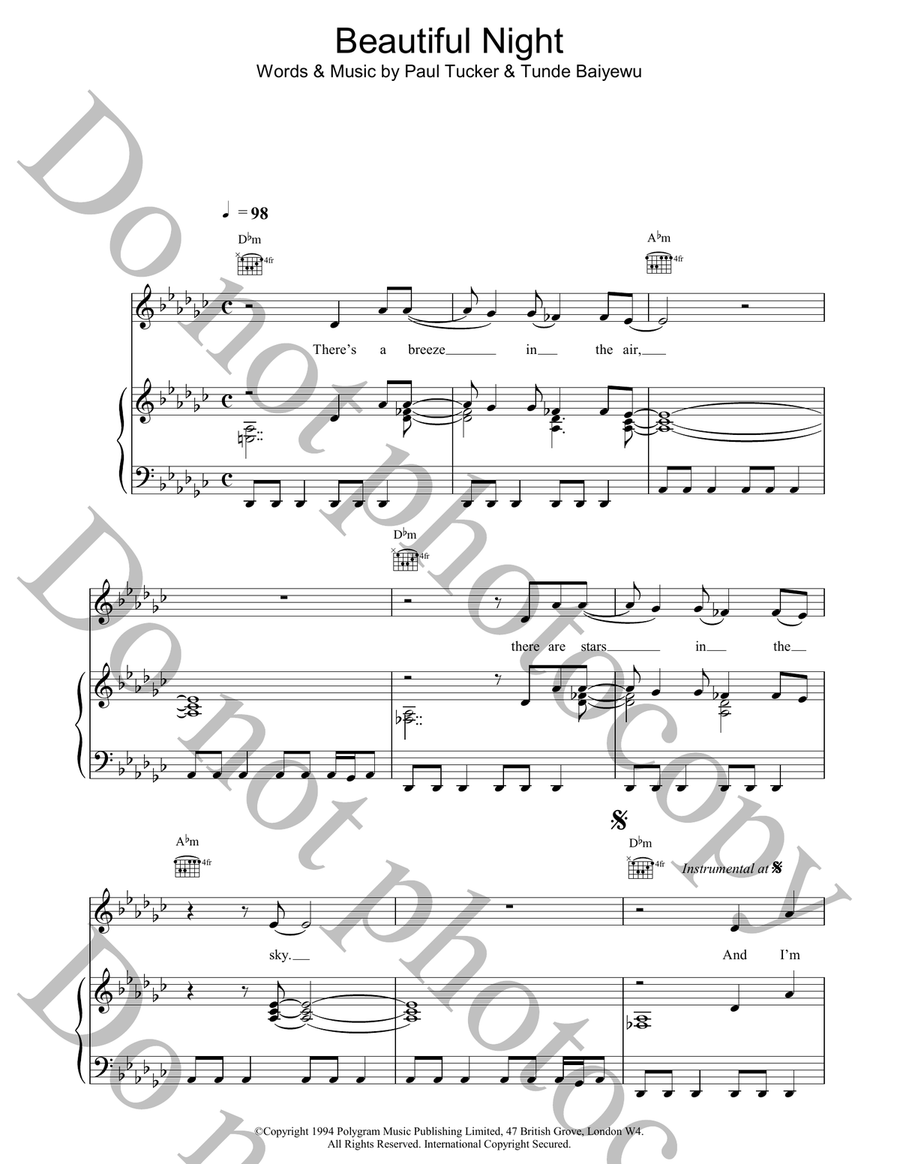 Beautiful Night Beautiful Night Acoustic Guitar scores gallery preview page 1
