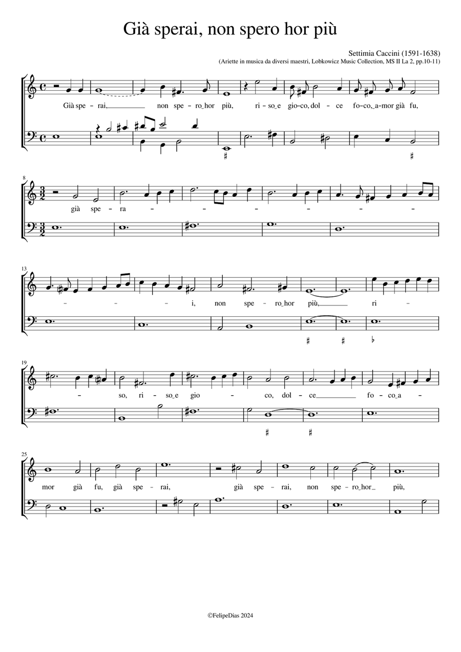 Già sperai, non spero hor più Voice Solo scores gallery preview page 1