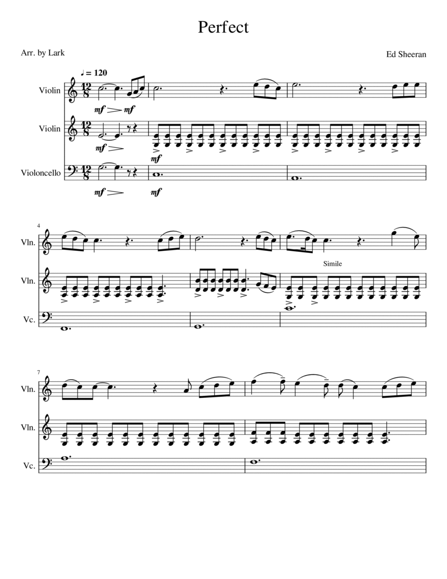 Perfect Perfect String Trio scores gallery preview page 1