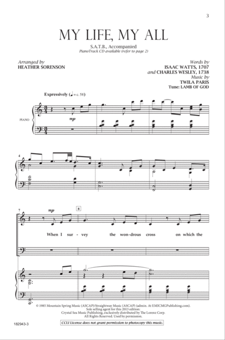 My Life, My All 4-Part scores gallery preview page 2