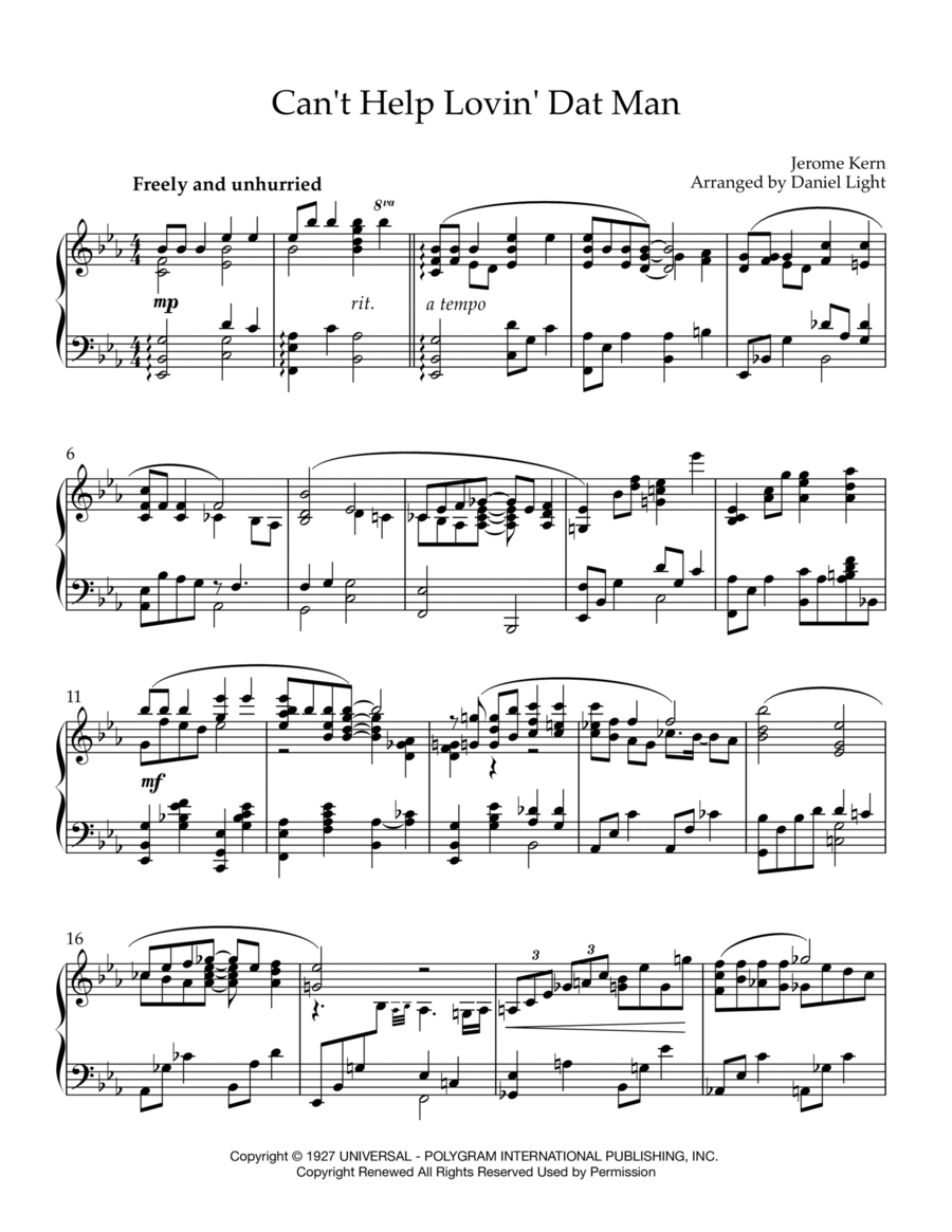 Can't Help Lovin' Dat Man Piano Solo scores gallery preview page 1