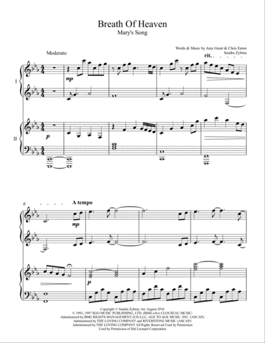 Breath Of Heaven (Mary's Song) 2 Pianos, 4-Hands scores gallery preview page 2