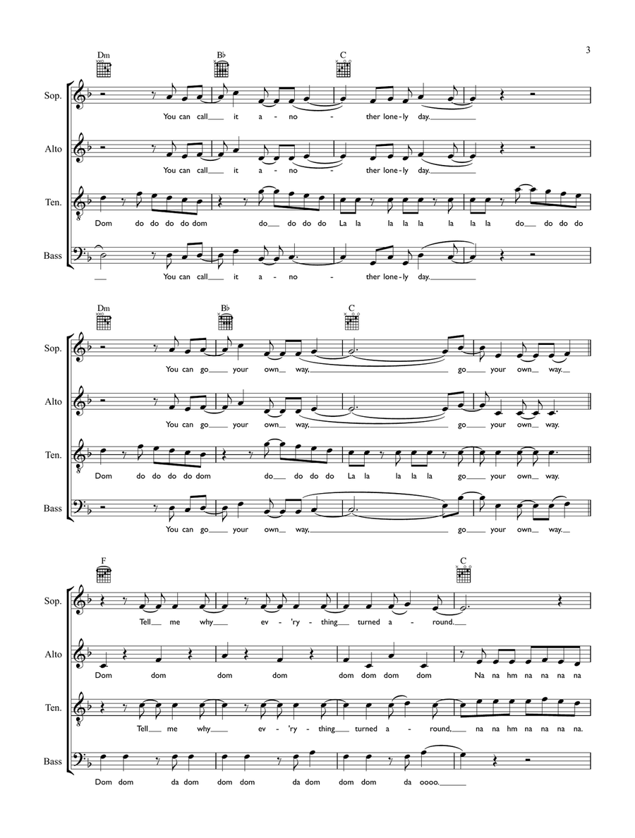 Go Your Own Way 4-Part scores gallery preview page 3