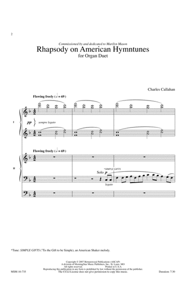 Rhapsody on American Hymntunes for Organ Duet image number null