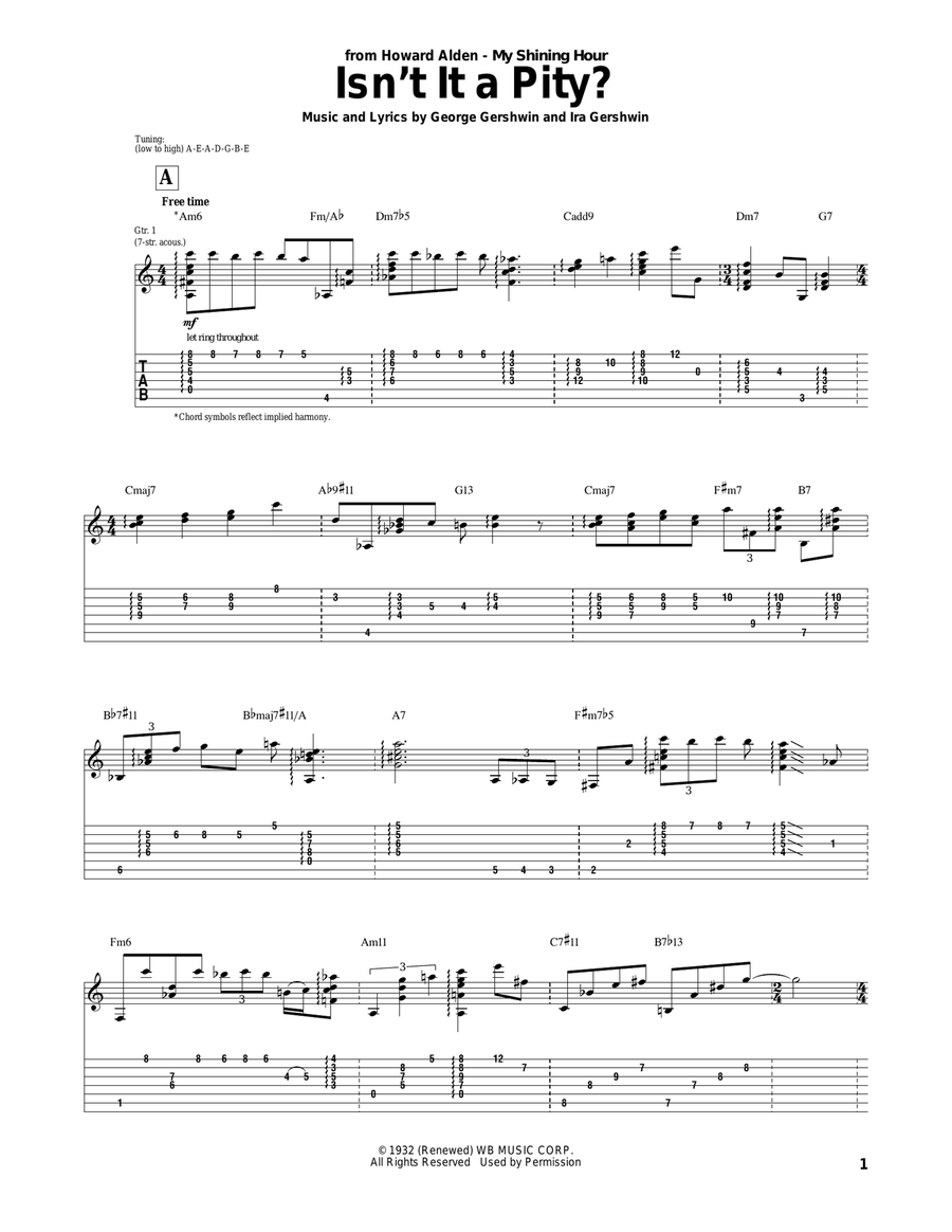 Isn't It A Pity? Electric Guitar scores gallery preview page 1