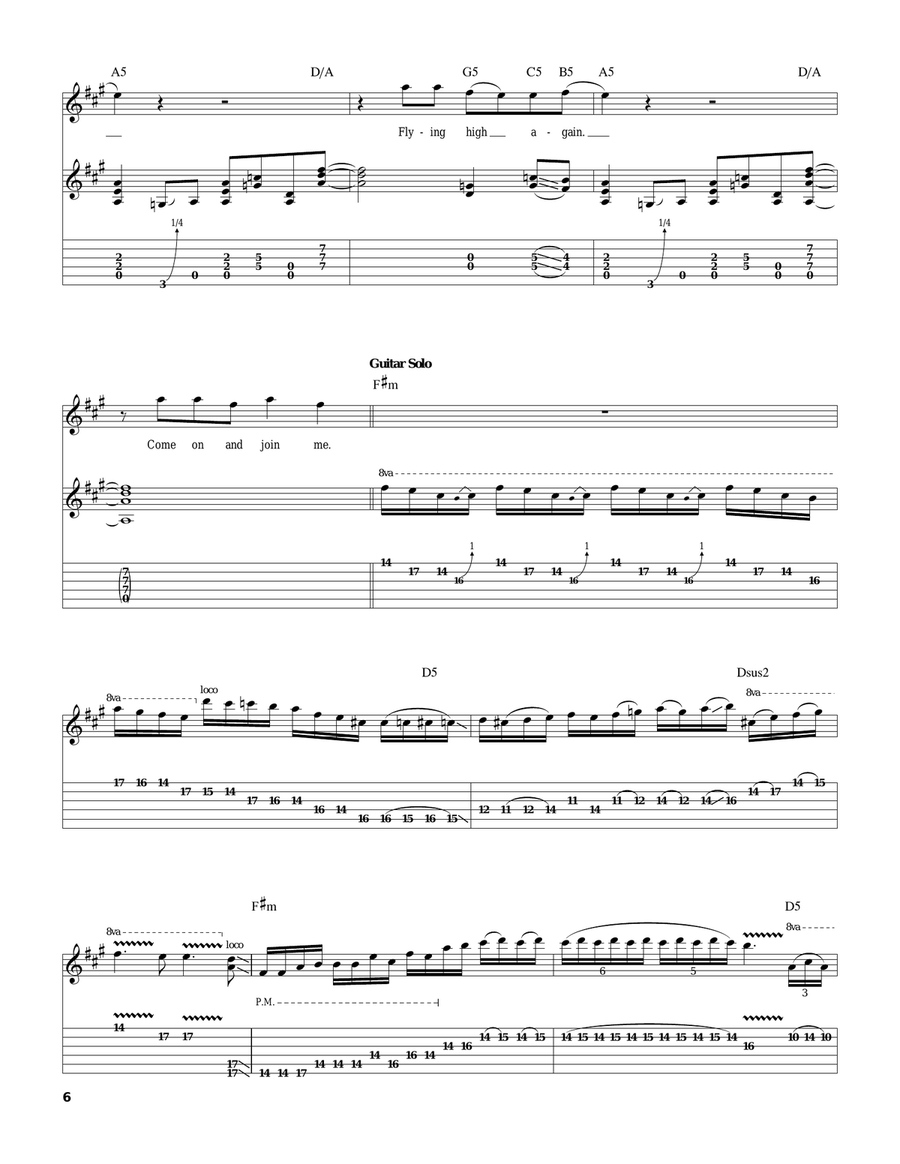 Flying High Again Acoustic Guitar scores gallery preview page 6