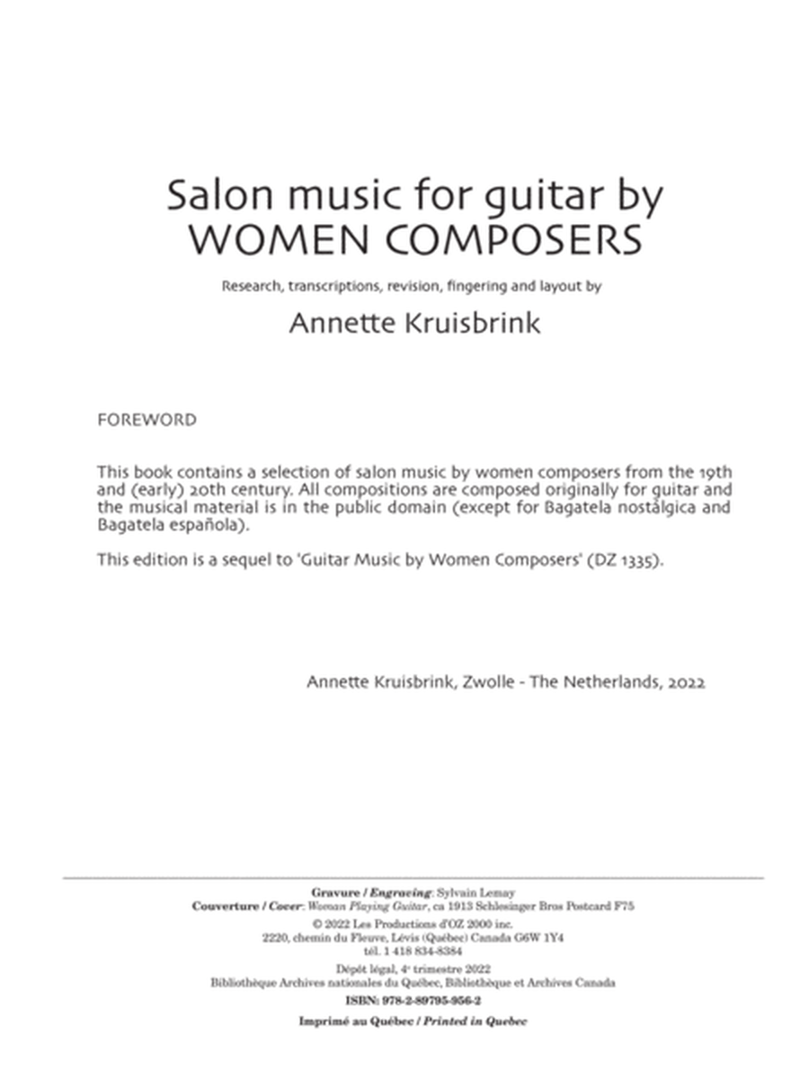 Salon Music for Guitar by Women Composers
