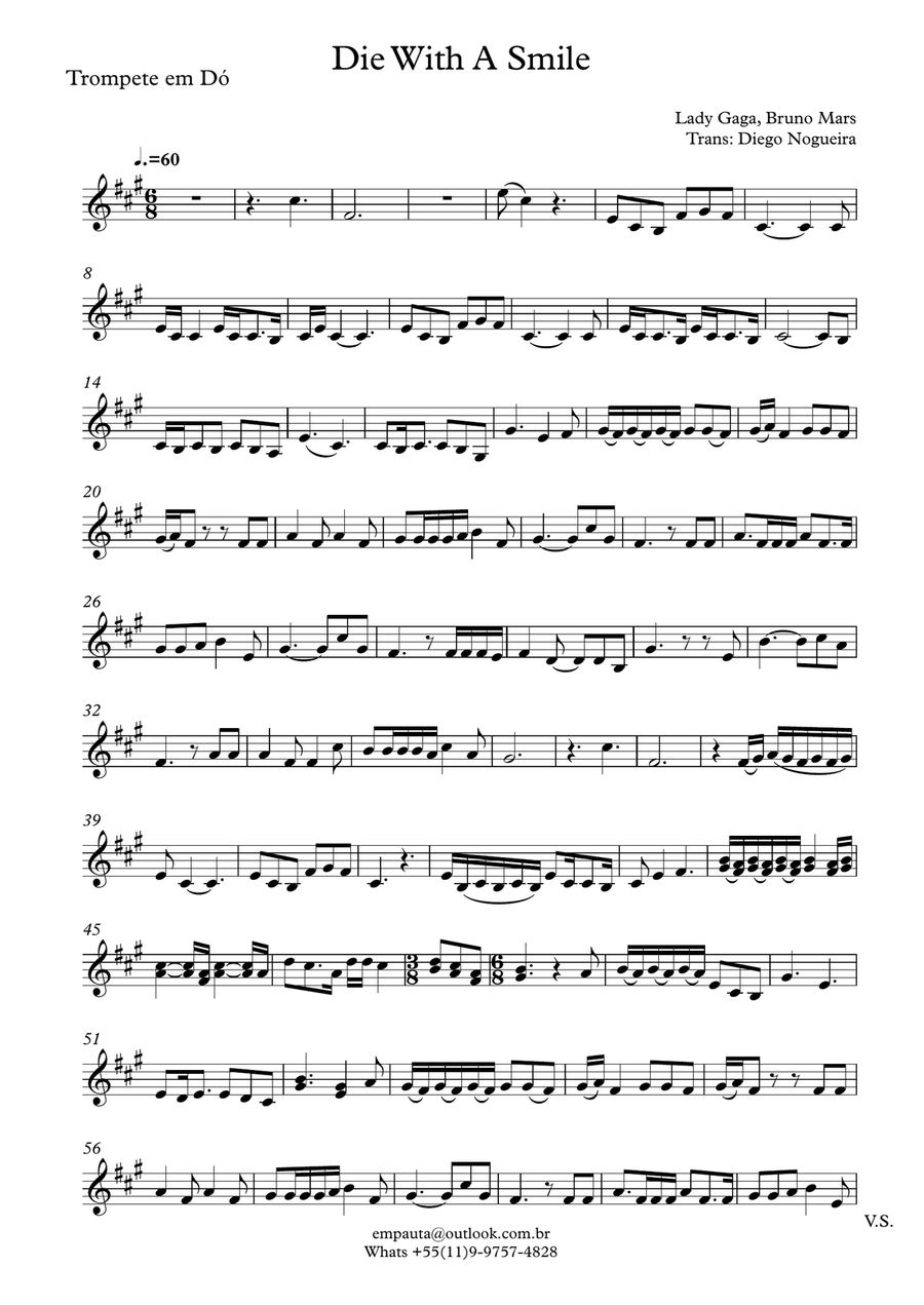 Die With A Smile C Trumpet scores gallery preview page 1