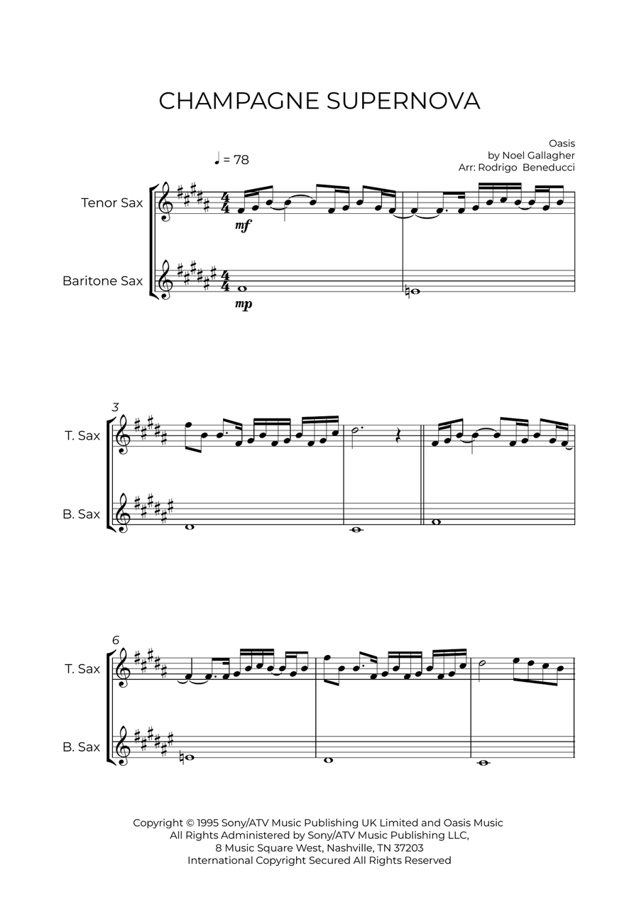 Champagne Supernova Tenor Saxophone scores gallery preview page 2