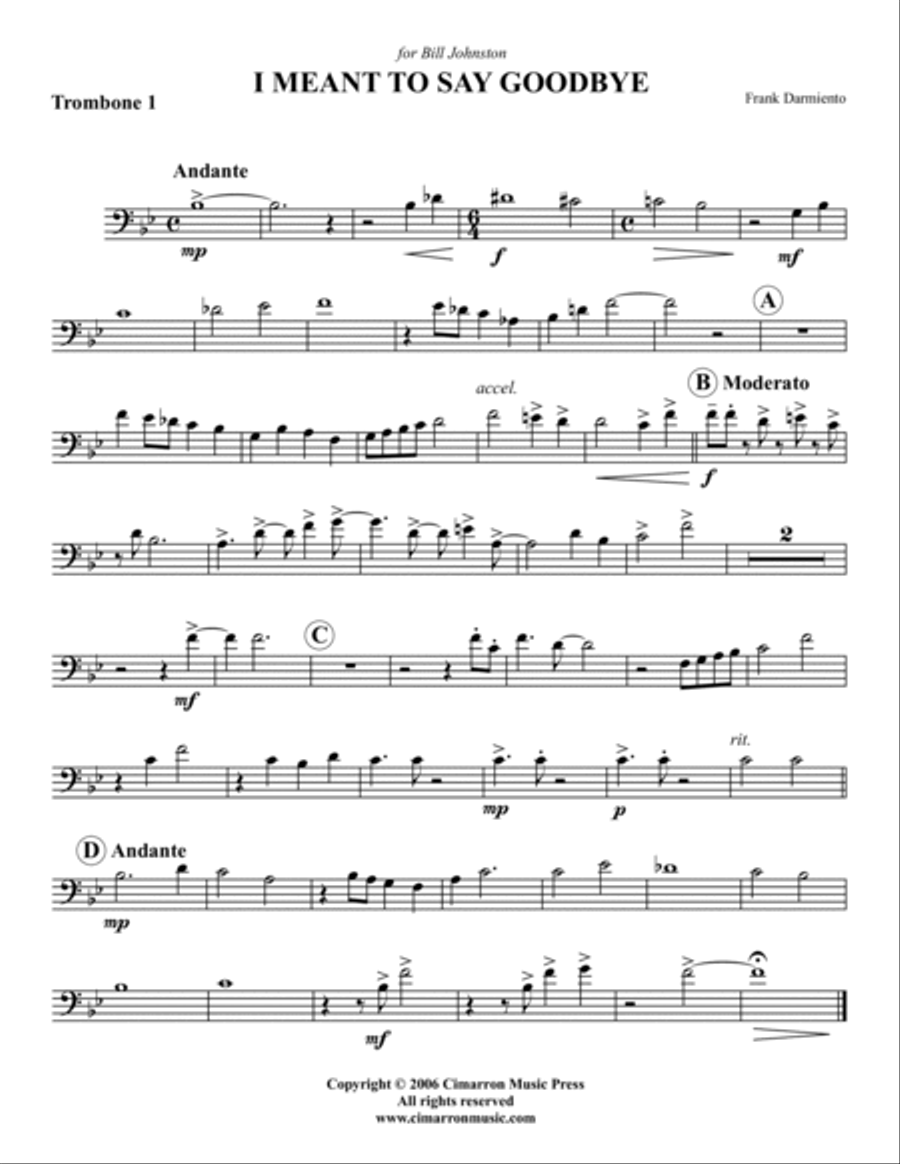 I Meant to Say Goodbye I Meant to Say Goodbye Trombone Quartet scores gallery preview page 3