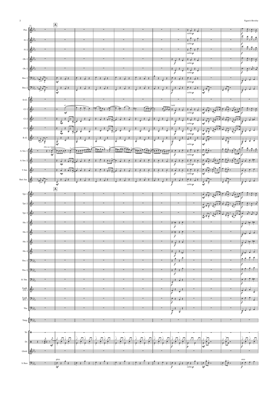 Figaro’s Revelry - The morning after the night before ... based on The Marriage of Figaro Overture Concert Band scores gallery preview page 2